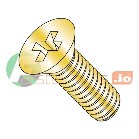 Newport Fasteners #10-24 x 1/2 in Phillips Flat Machine Screw, Zinc Yellow Steel, 10000 PK 734339